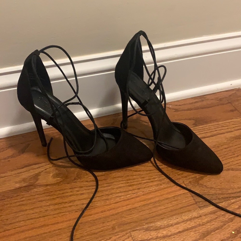 Black womens laceup heels super cute. Worn once